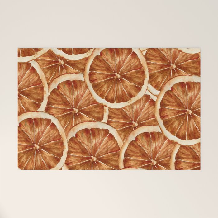 Watercolor, Festive Oranges Welcome Mat Gallery Image 1