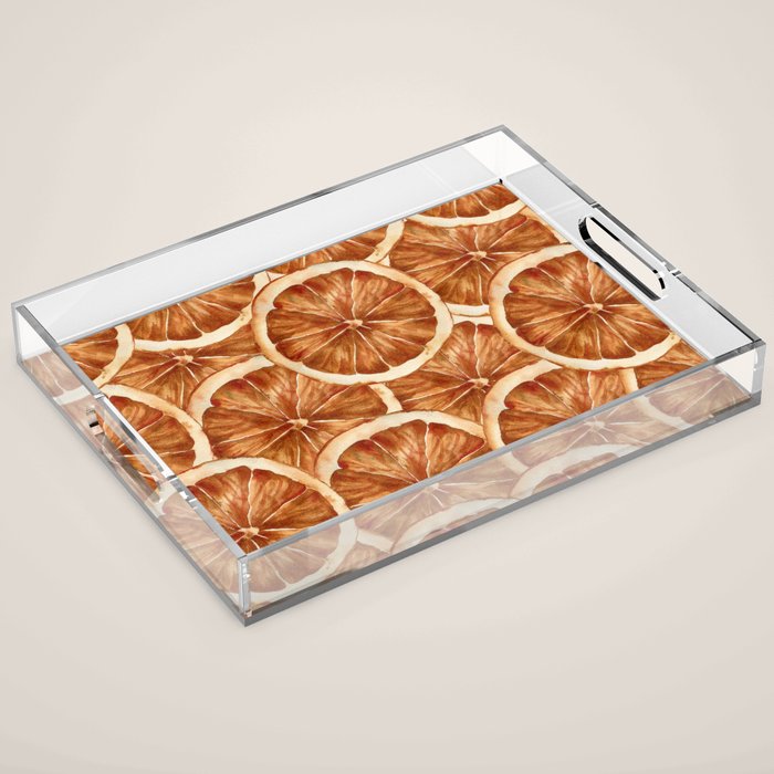 Watercolor, Festive Oranges Acrylic Tray Gallery Image 1
