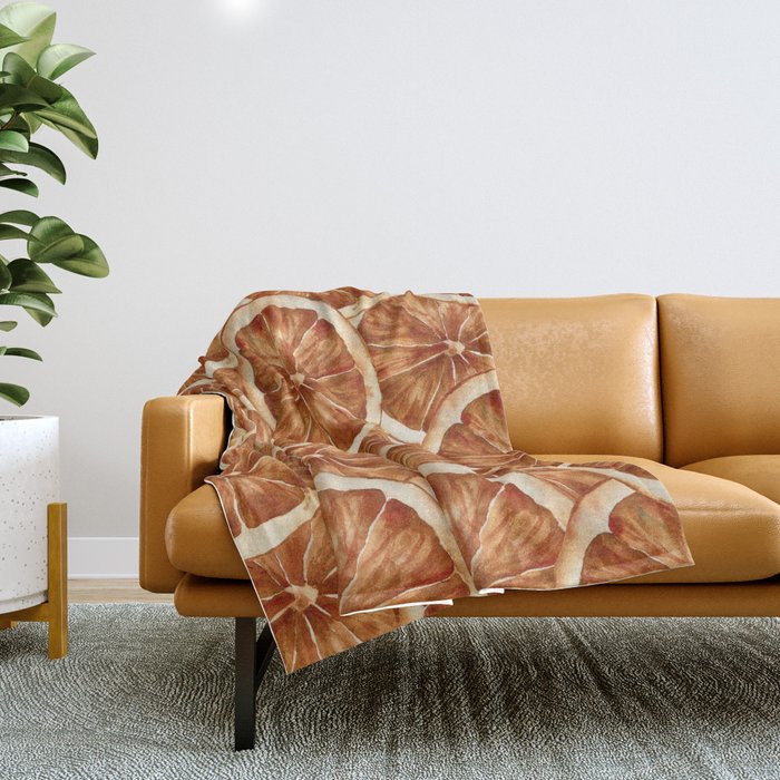 Watercolor, Festive Oranges Throw Blanket Gallery Image 1
