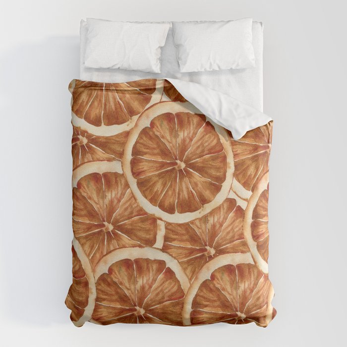 Watercolor, Festive Oranges Duvet Cover Gallery Image 6
