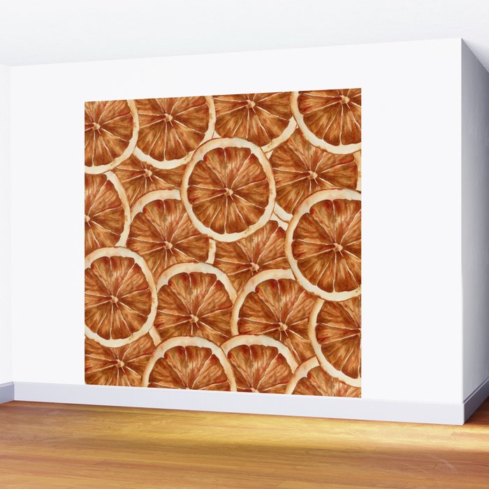 Watercolor, Festive Oranges Wall Mural Gallery Image 2
