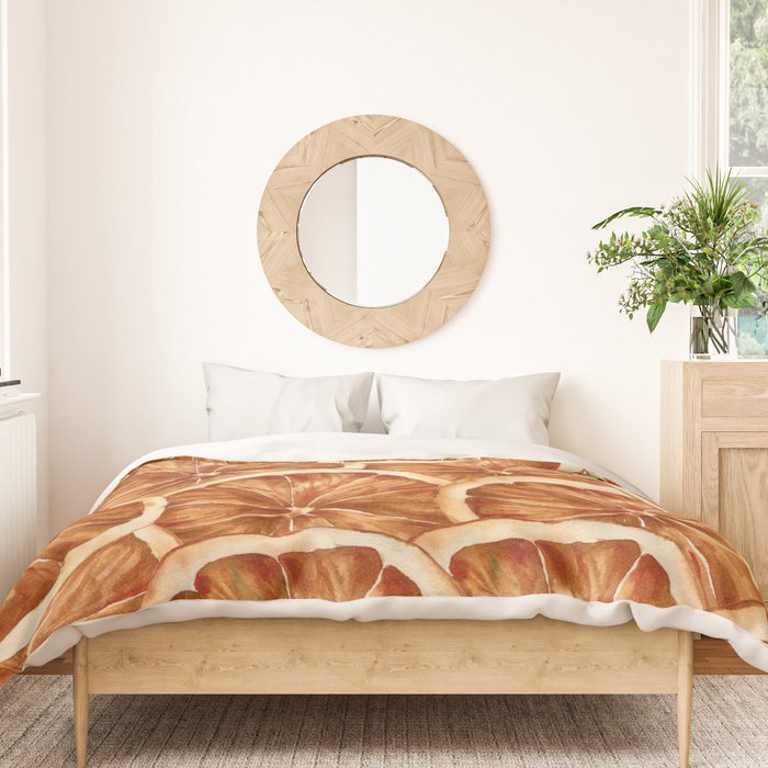 Watercolor, Festive Oranges Duvet Cover Gallery Image 3
