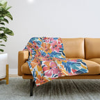 Tropical watercolor flower nature art pattern Throw Blanket Gallery Image 1