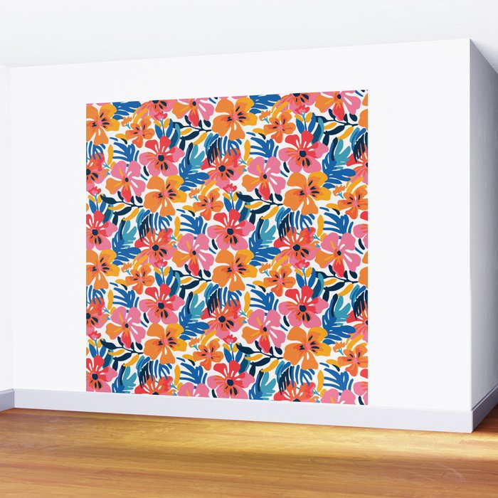 Tropical watercolor flower nature art pattern Wall Mural Gallery Image 2