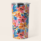 Tropical watercolor flower nature art pattern Travel Mug Gallery Image 1