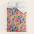 Tropical watercolor flower nature art pattern Duvet Cover Gallery Image 6
