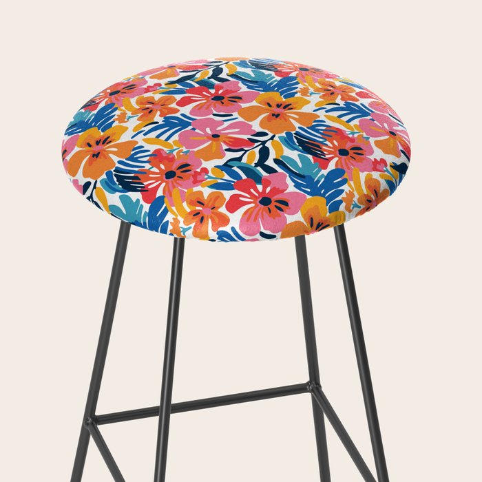 Tropical watercolor flower nature art pattern Stool Gallery Image 2