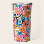 Tropical watercolor flower nature art pattern Travel Mug Gallery Image 2