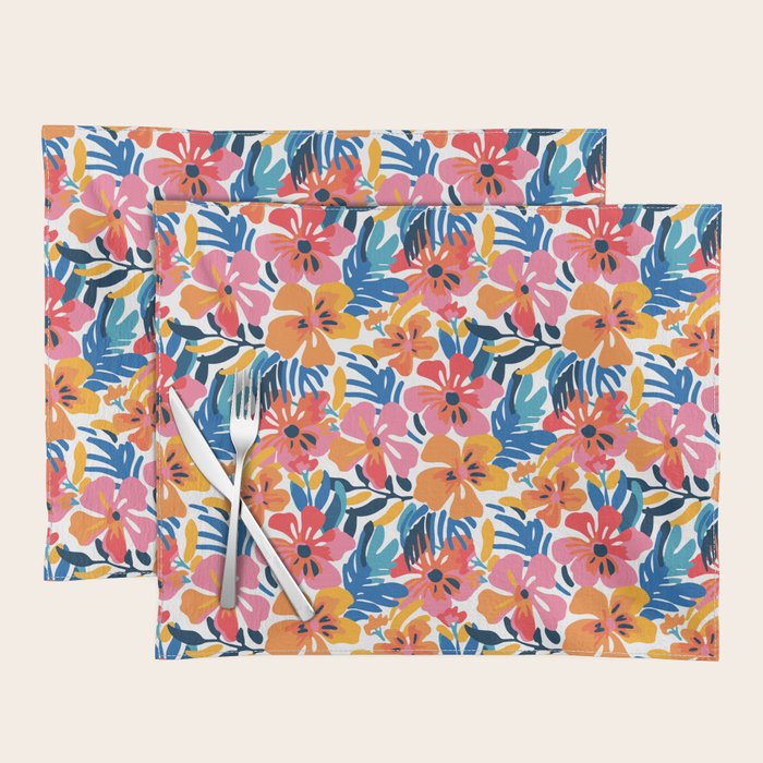 Tropical watercolor flower nature art pattern Placemat Gallery Image 1