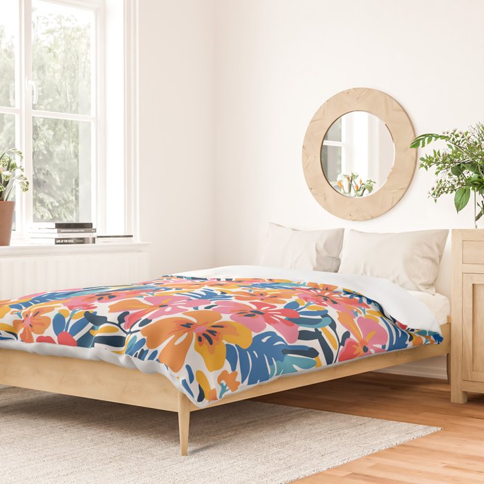 Tropical watercolor flower nature art pattern Duvet Cover Gallery Image 2