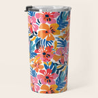 Tropical watercolor flower nature art pattern Travel Mug Gallery Image 3