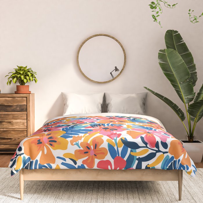 Tropical watercolor flower nature art pattern Comforter Gallery Image 3
