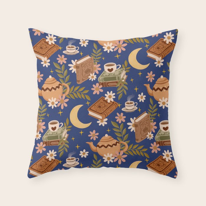 Cozy Evening In Blue Throw Pillow Gallery Image 1