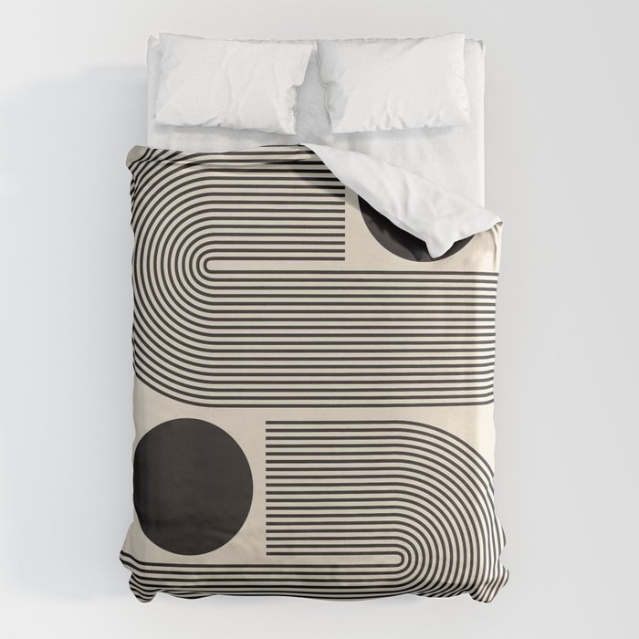 Abstraction_BLACK_LINE_DOT_POP_ART_Minimalism_004D Duvet Cover Gallery Image 6