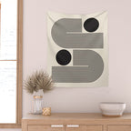 Abstraction_BLACK_LINE_DOT_POP_ART_Minimalism_004D Wall Tapestry Gallery Image 2