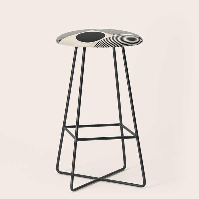 Abstraction_BLACK_LINE_DOT_POP_ART_Minimalism_004D Stool Gallery Image 1