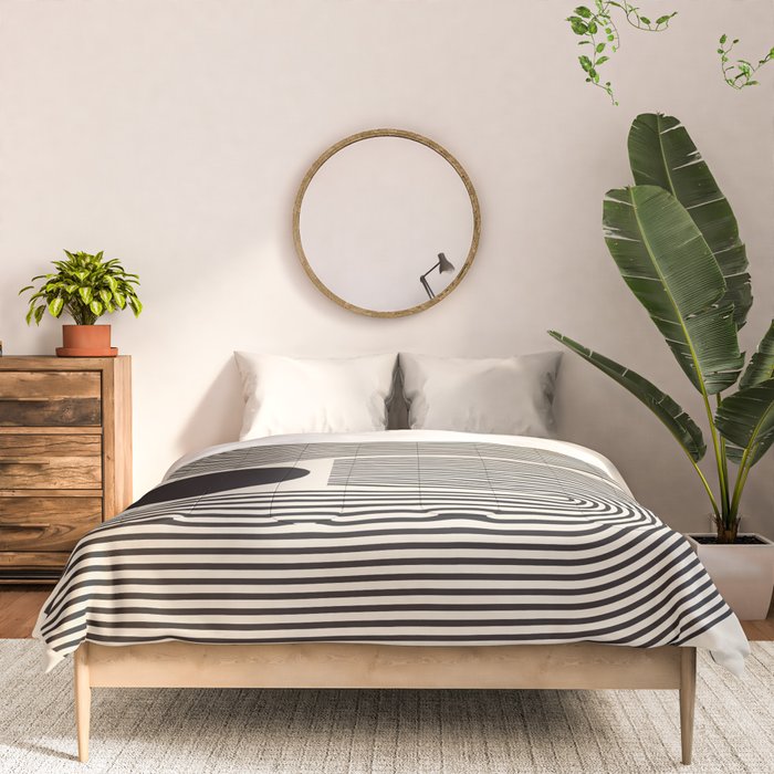 Abstraction_BLACK_LINE_DOT_POP_ART_Minimalism_004D Comforter Gallery Image 3