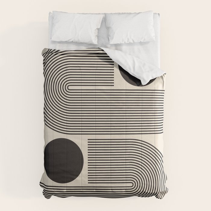 Abstraction_BLACK_LINE_DOT_POP_ART_Minimalism_004D Comforter Gallery Image 6