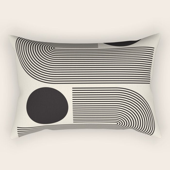 Abstraction_BLACK_LINE_DOT_POP_ART_Minimalism_004D Rectangular Pillow Gallery Image 2