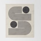 Abstraction_BLACK_LINE_DOT_POP_ART_Minimalism_004D Throw Blanket Gallery Image 2