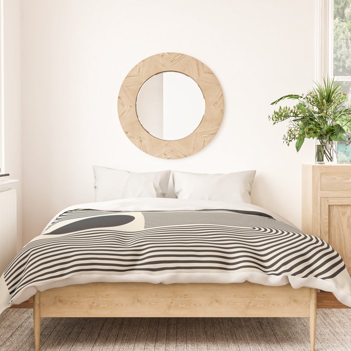 Abstraction_BLACK_LINE_DOT_POP_ART_Minimalism_004D Duvet Cover Gallery Image 3