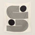 Abstraction_BLACK_LINE_DOT_POP_ART_Minimalism_004D Wall Tapestry Gallery Image 4