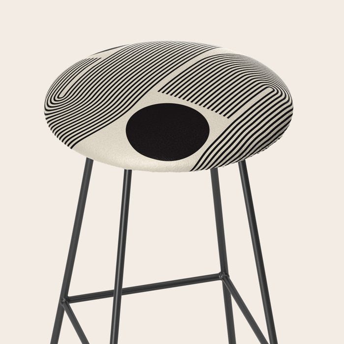 Abstraction_BLACK_LINE_DOT_POP_ART_Minimalism_004D Stool Gallery Image 2