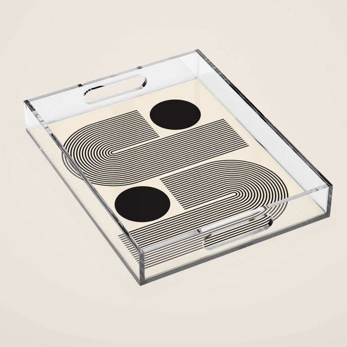 Abstraction_BLACK_LINE_DOT_POP_ART_Minimalism_004D Acrylic Tray Gallery Image 1