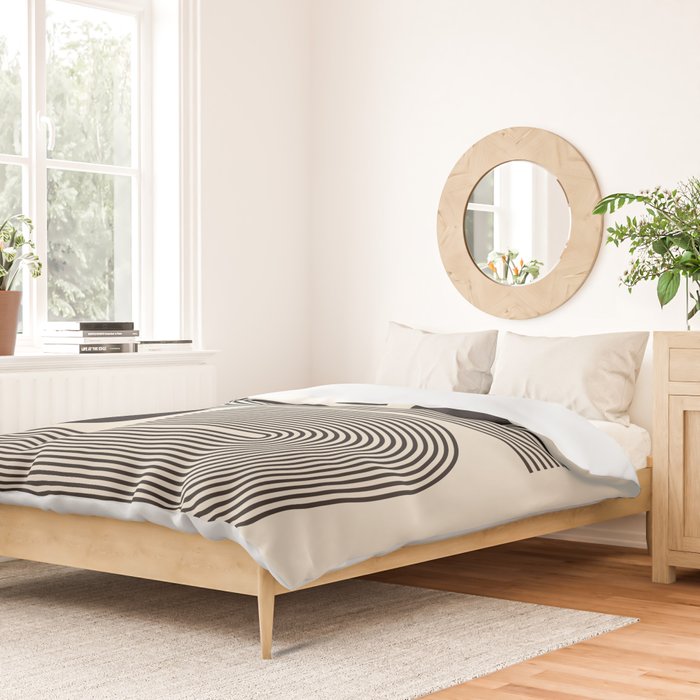 Abstraction_BLACK_LINE_DOT_POP_ART_Minimalism_004D Duvet Cover Gallery Image 2