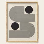 Abstraction_BLACK_LINE_DOT_POP_ART_Minimalism_004D Serving Tray Gallery Image 1