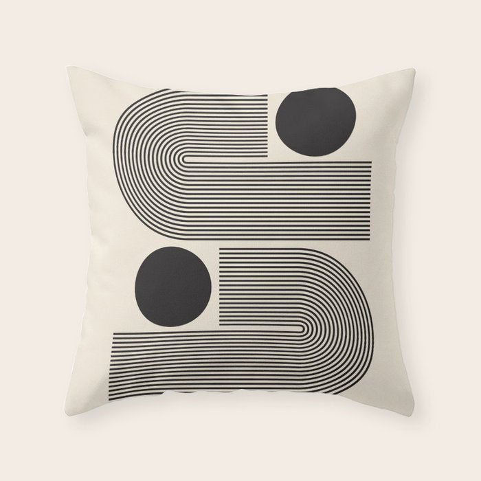 Abstraction_BLACK_LINE_DOT_POP_ART_Minimalism_004D Throw Pillow Gallery Image 6