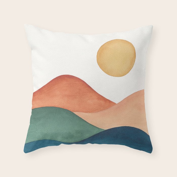 Colorful Abstract Mountains Throw Pillow Gallery Image 6