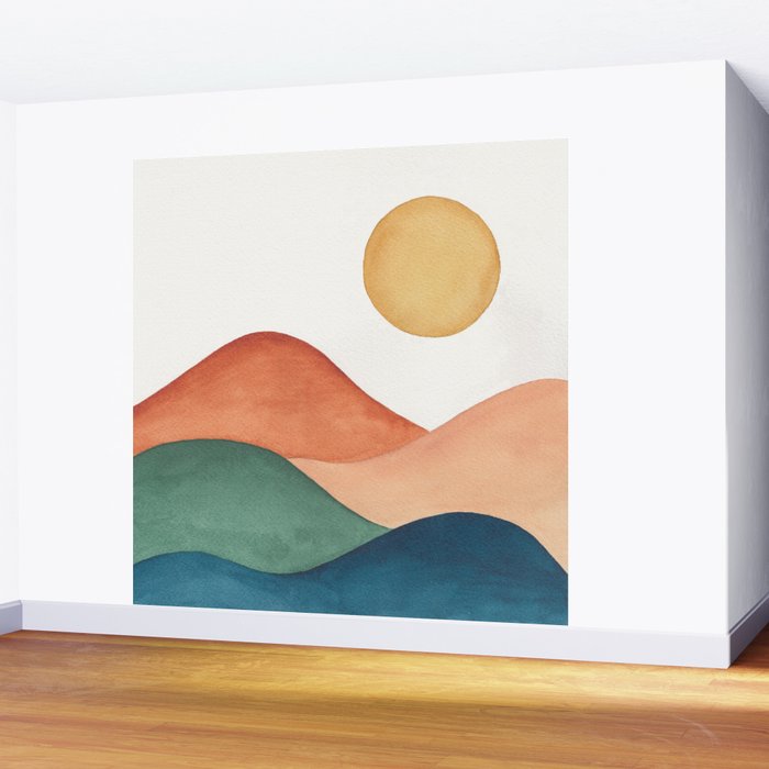 Colorful Abstract Mountains Wall Mural Gallery Image 2