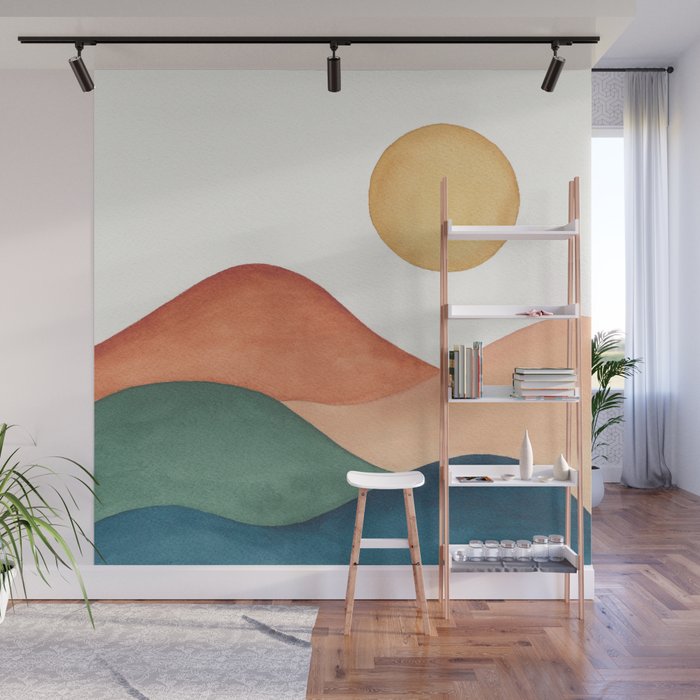 Colorful Abstract Mountains Wall Mural Gallery Image 1