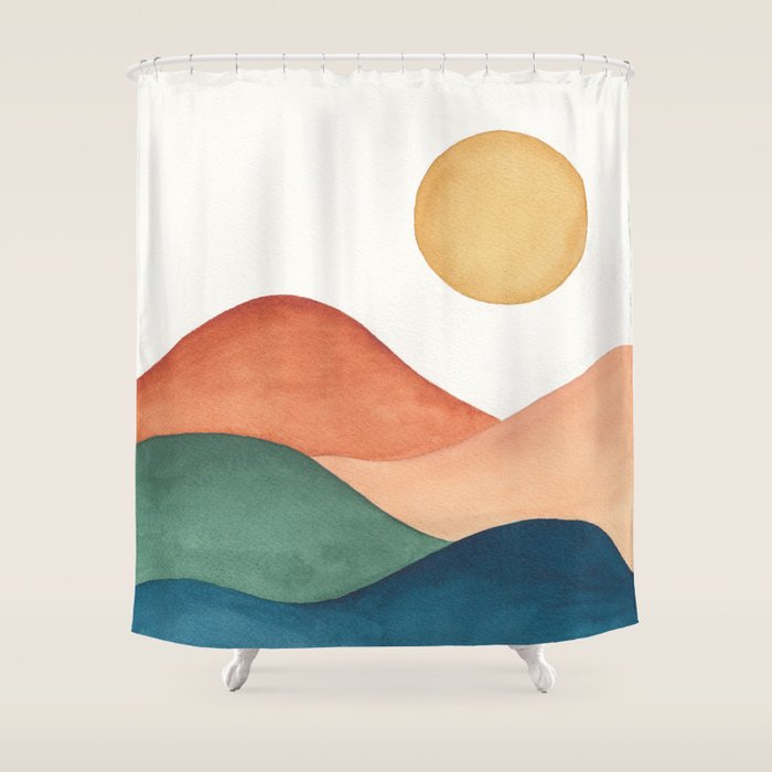 Colorful Abstract Mountains Shower Curtain Gallery Image 1
