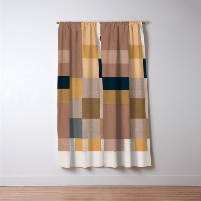Modern Abstraction Mocha Mousse 4 Window Curtain Gallery Image 3