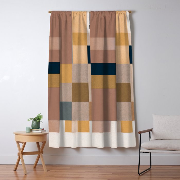 Modern Abstraction Mocha Mousse 4 Window Curtain Gallery Image 1
