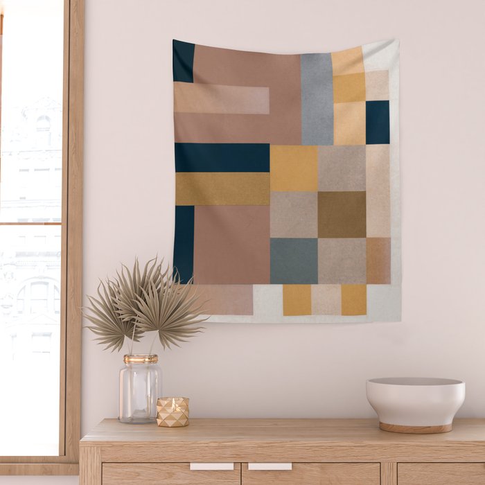 Modern Abstraction Mocha Mousse 4 Wall Tapestry Gallery Image 2
