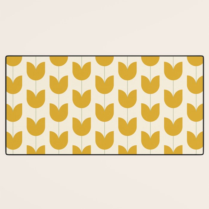 Spring Tulips II Yellow Mid Century Flowers Desk Mat Gallery Image 3