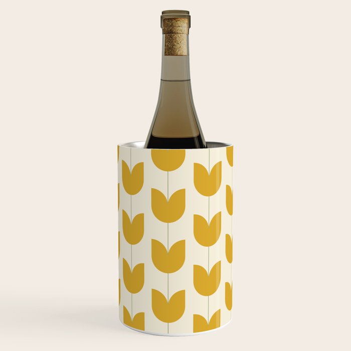 Spring Tulips II Yellow Mid Century Flowers Wine Chiller Gallery Image 3