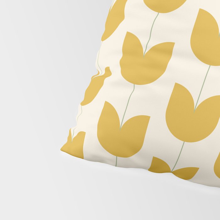Spring Tulips II Yellow Mid Century Flowers Pillow Sham Gallery Image 4
