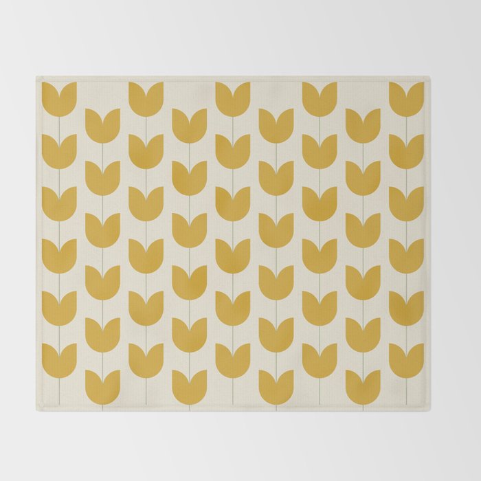 Spring Tulips II Yellow Mid Century Flowers Throw Blanket Gallery Image 2