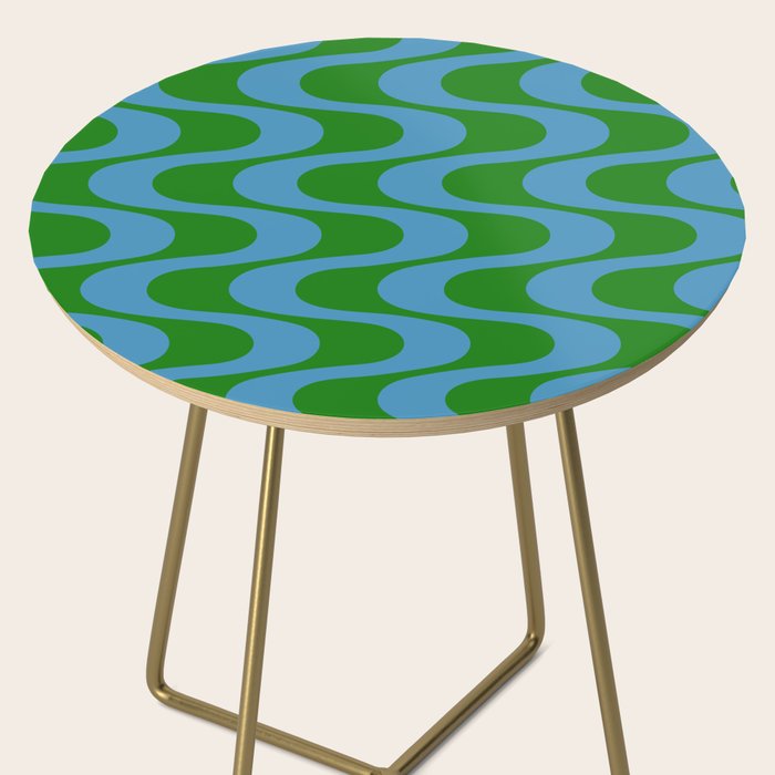 Retro Groovy Waves - Blue and Green Side Table Gallery Image 2