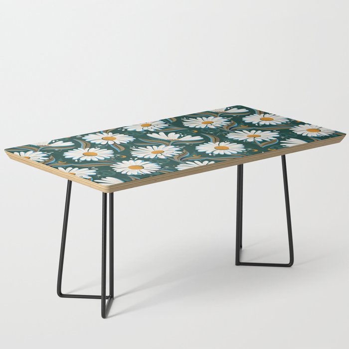 Drippy Daisy Dreamscape - White on Teal Coffee Table Gallery Image 1