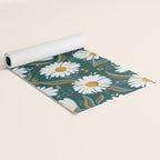Drippy Daisy Dreamscape - White on Teal Yoga Mat Gallery Image 2