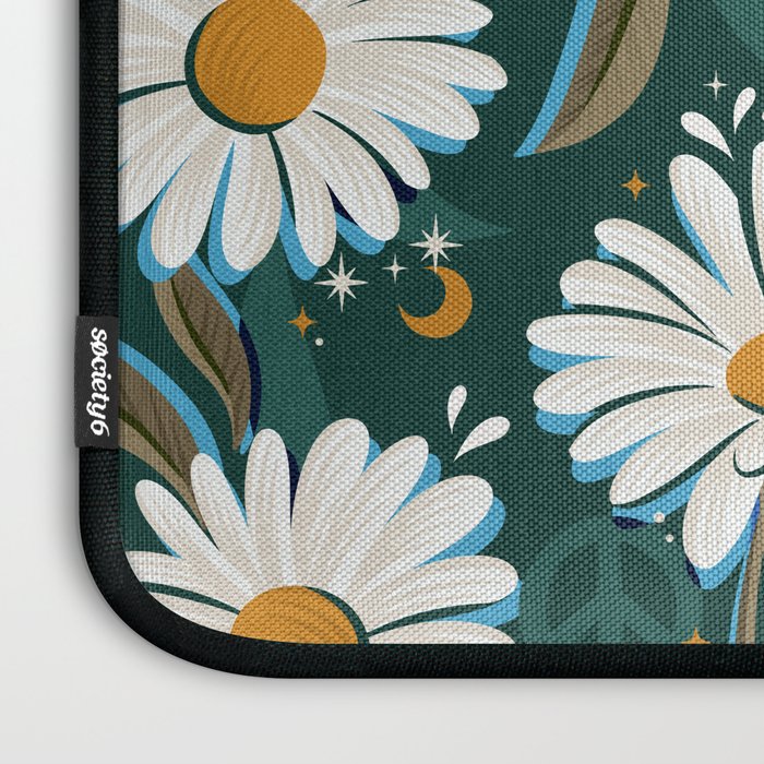 Drippy Daisy Dreamscape - White on Teal Laptop Sleeve Gallery Image 3