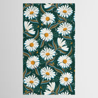Drippy Daisy Dreamscape - White on Teal Tablecloth Gallery Image 2