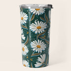 Drippy Daisy Dreamscape - White on Teal Travel Mug Gallery Image 2