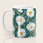Drippy Daisy Dreamscape - White on Teal Coffee Mug Gallery Image 3