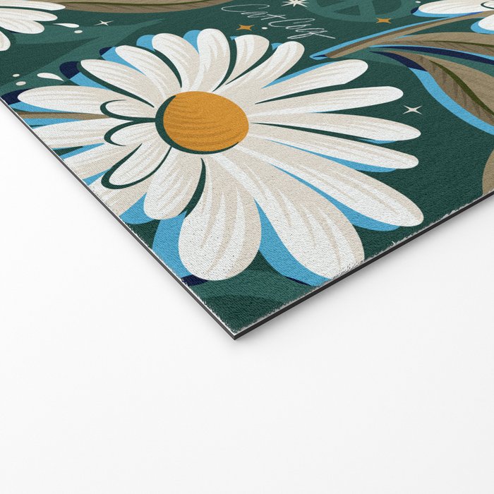 Drippy Daisy Dreamscape - White on Teal Welcome Mat Gallery Image 2